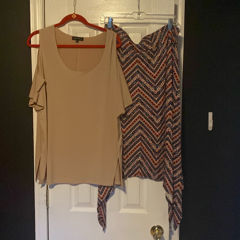 Skirt and Cold Shoulder Top